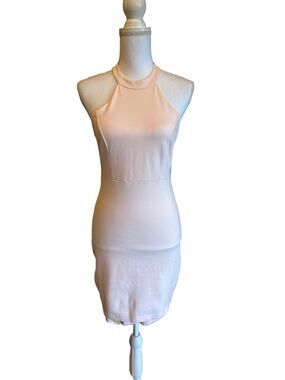 NWT Lulu's Women's M Blush Pink Halter Neck Lace Open Back Bodycon Mini Dress